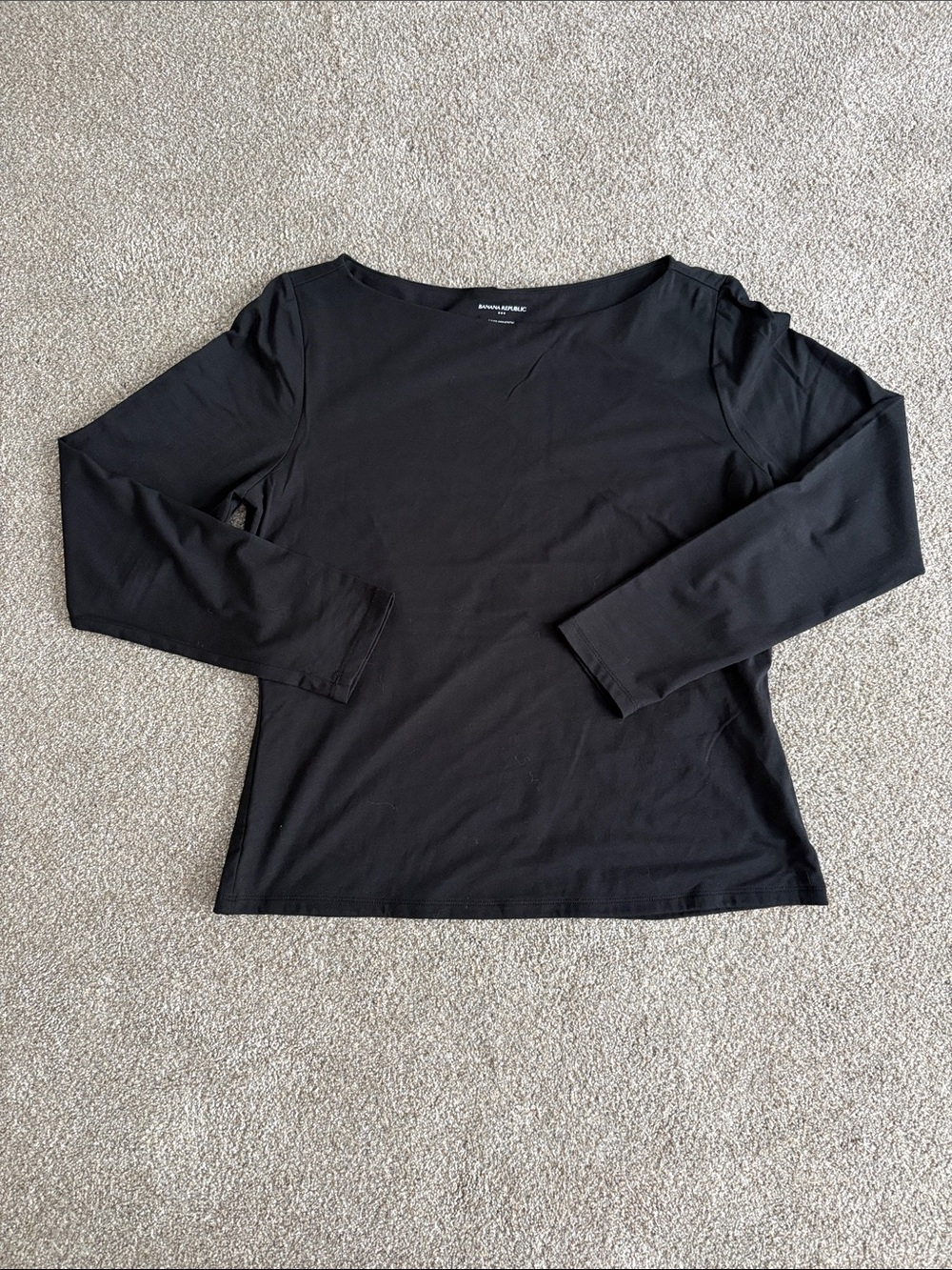 Banana Republic Black Long Sleeve, Double Layer, Boatneck Top - Large